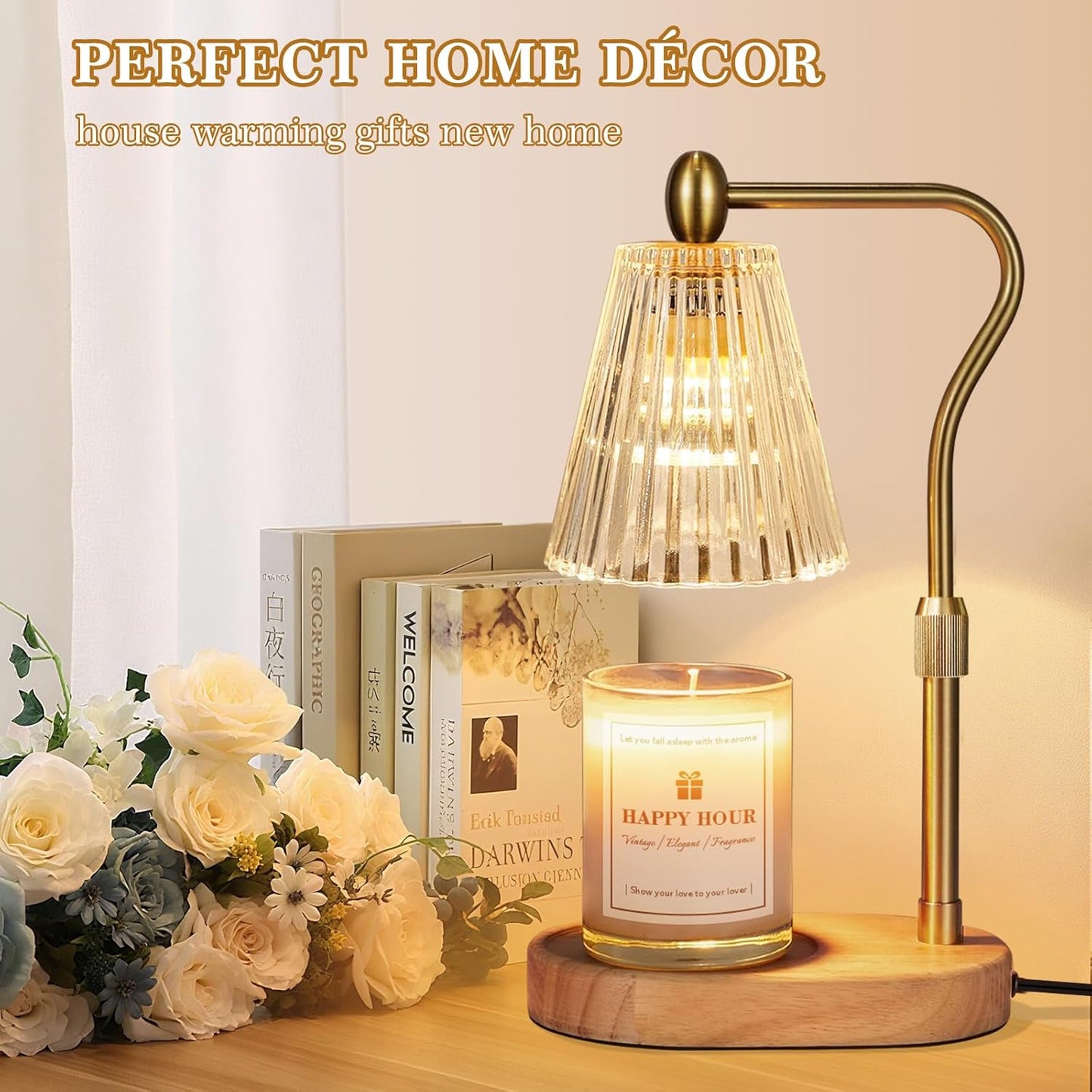 Valentine's/Housewarming Gift: Adjustable Candle Warmer Lamp with Timer & Dimmer – Ideal for Jar Candles & New Home Decor