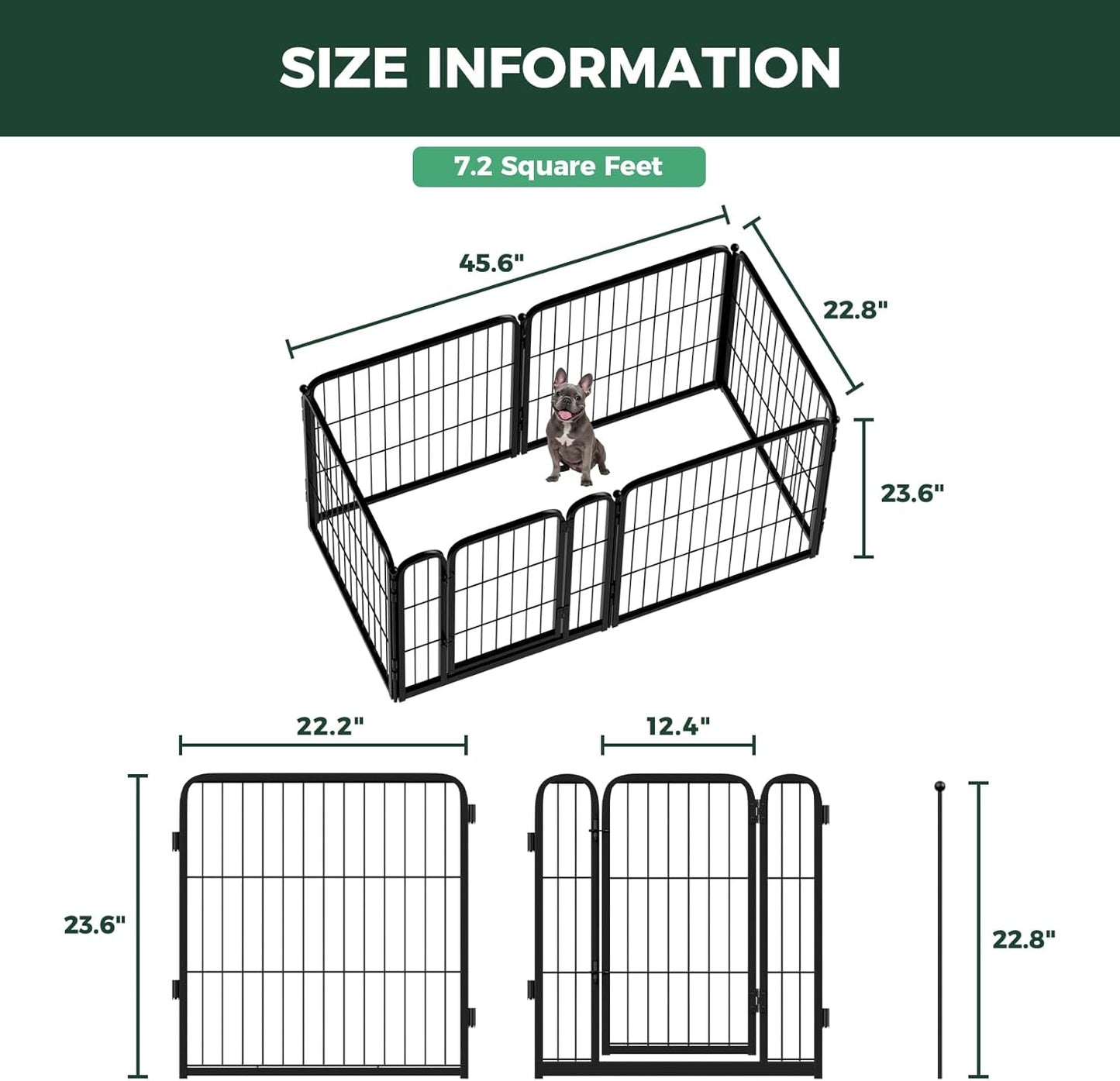 FXW Homeplus Indoor Dog Playpen, 6 Heavy-Duty Black Panels (24'' Each), Secure & Durable for Puppies & Small Dogs | Patented Design