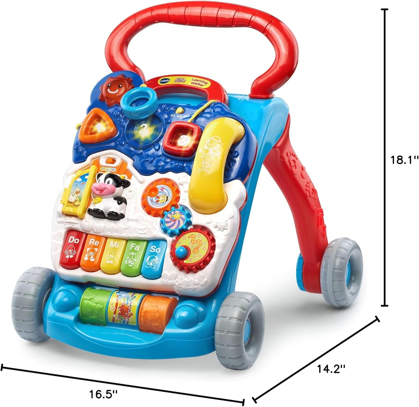 VTech Sit-to-Stand Learning Walker, Blue - Frustration-Free Packaging | Enhanced durability, engaging activities for toddlers.
