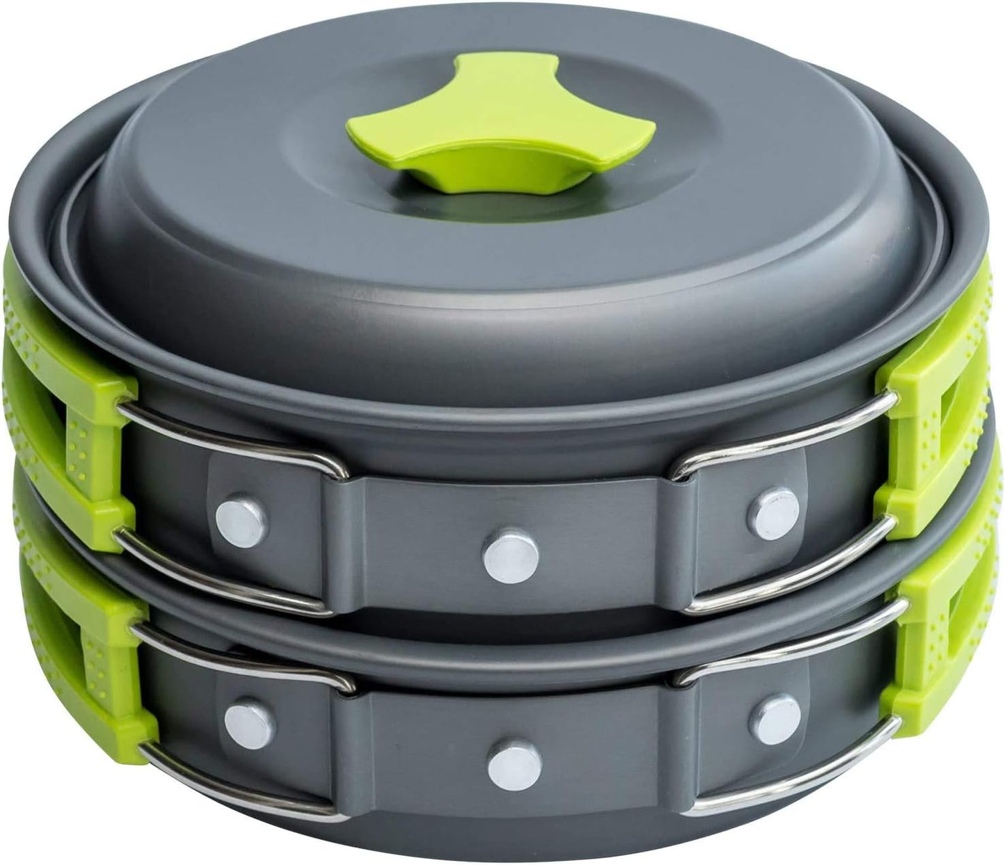 MalloMe Camping Cookware Mess Kit: Compact Backpacking Stove-Compatible Set, Includes Pots & Pans - Portable Camp Kitchen Equipment & Accessories.
