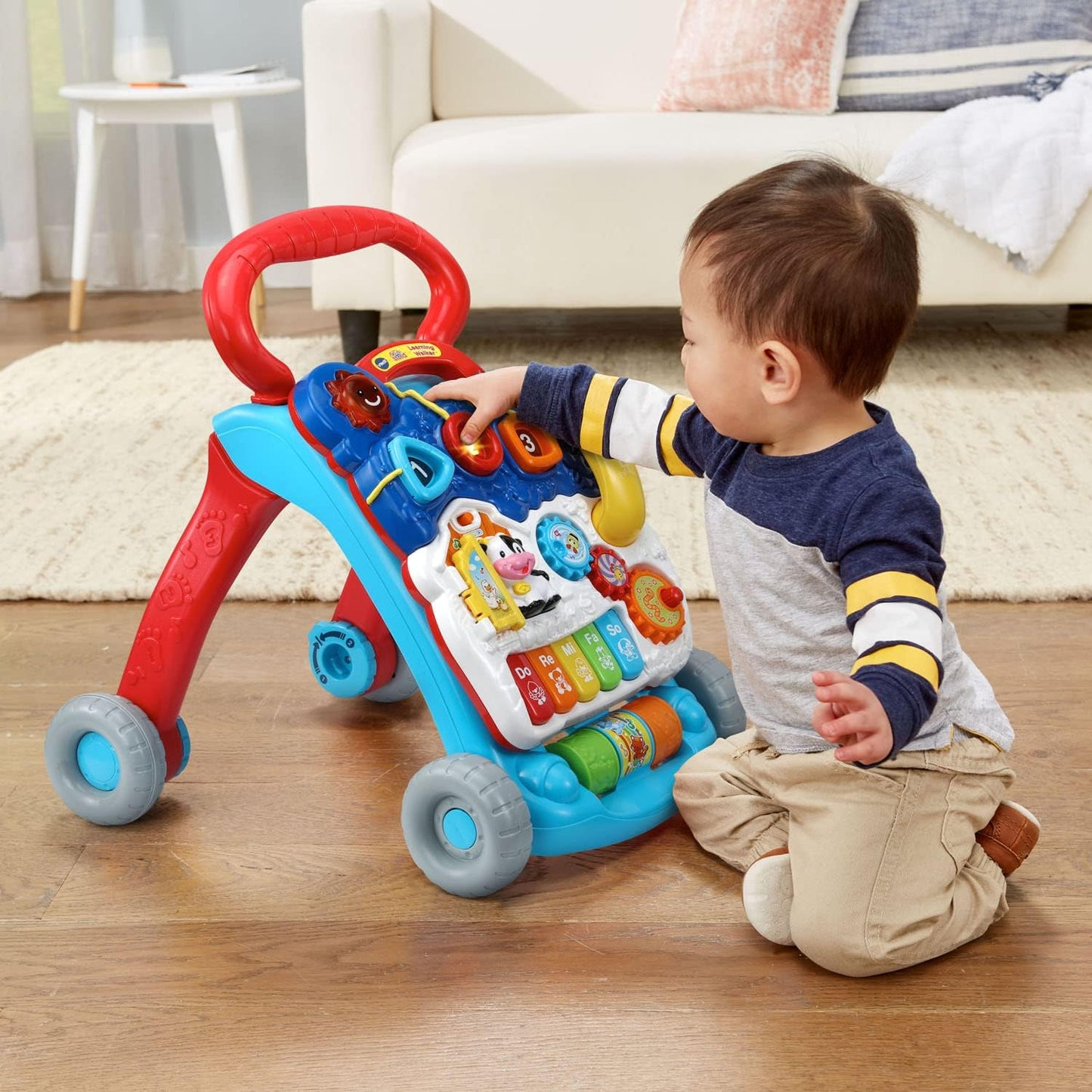 VTech Sit-to-Stand Learning Walker, Blue - Frustration-Free Packaging | Enhanced durability, engaging activities for toddlers.