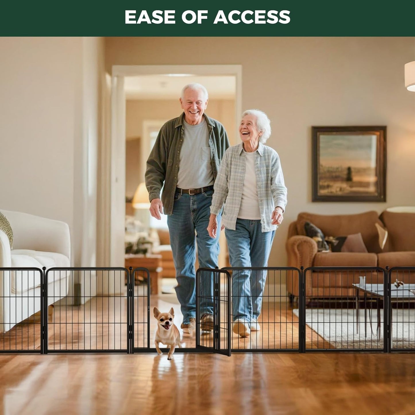 FXW Homeplus Indoor Dog Playpen, 6 Heavy-Duty Black Panels (24'' Each), Secure & Durable for Puppies & Small Dogs | Patented Design