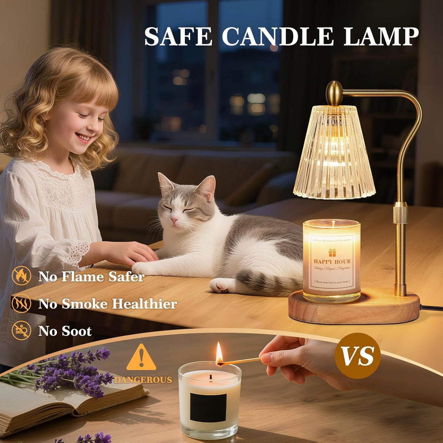Valentine's/Housewarming Gift: Adjustable Candle Warmer Lamp with Timer & Dimmer – Ideal for Jar Candles & New Home Decor
