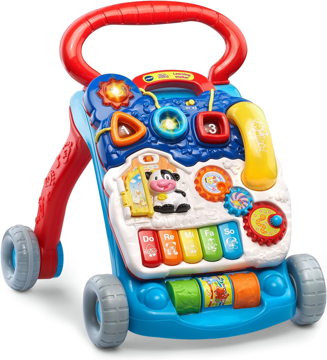 VTech Sit-to-Stand Learning Walker, Blue - Frustration-Free Packaging | Enhanced durability, engaging activities for toddlers.