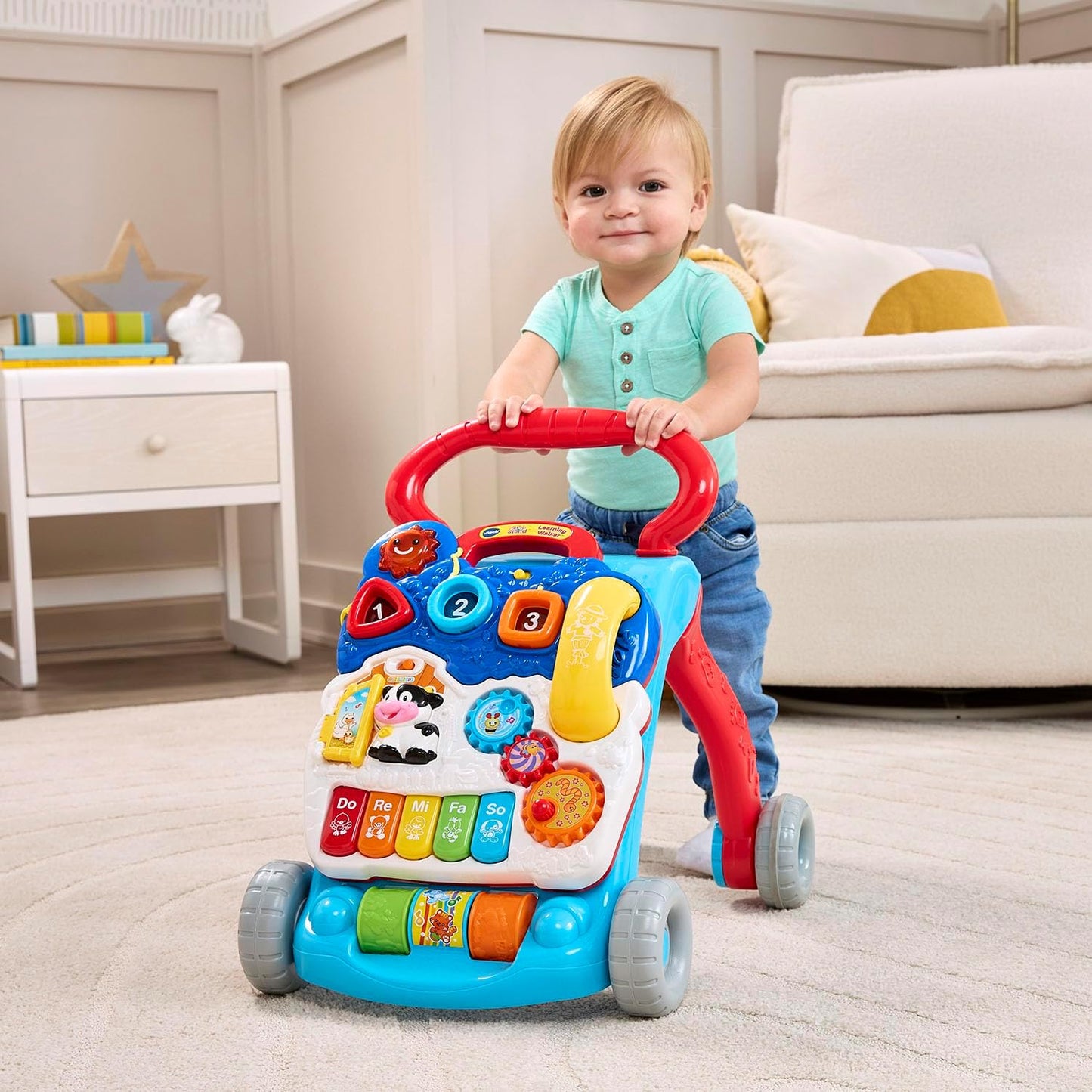 VTech Sit-to-Stand Learning Walker, Blue - Frustration-Free Packaging | Enhanced durability, engaging activities for toddlers.