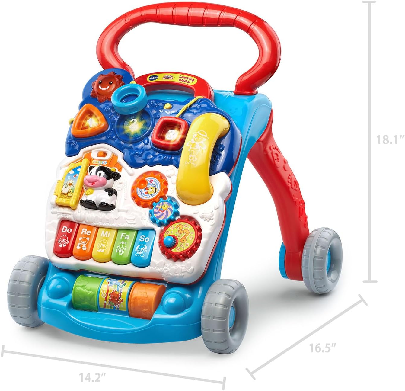 VTech Sit-to-Stand Learning Walker, Blue - Frustration-Free Packaging | Enhanced durability, engaging activities for toddlers.
