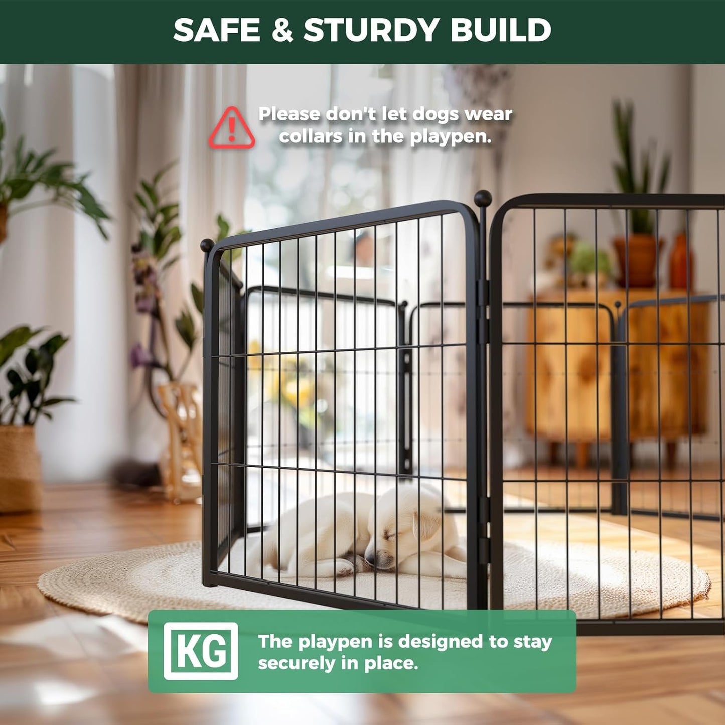 FXW Homeplus Indoor Dog Playpen, 6 Heavy-Duty Black Panels (24'' Each), Secure & Durable for Puppies & Small Dogs | Patented Design