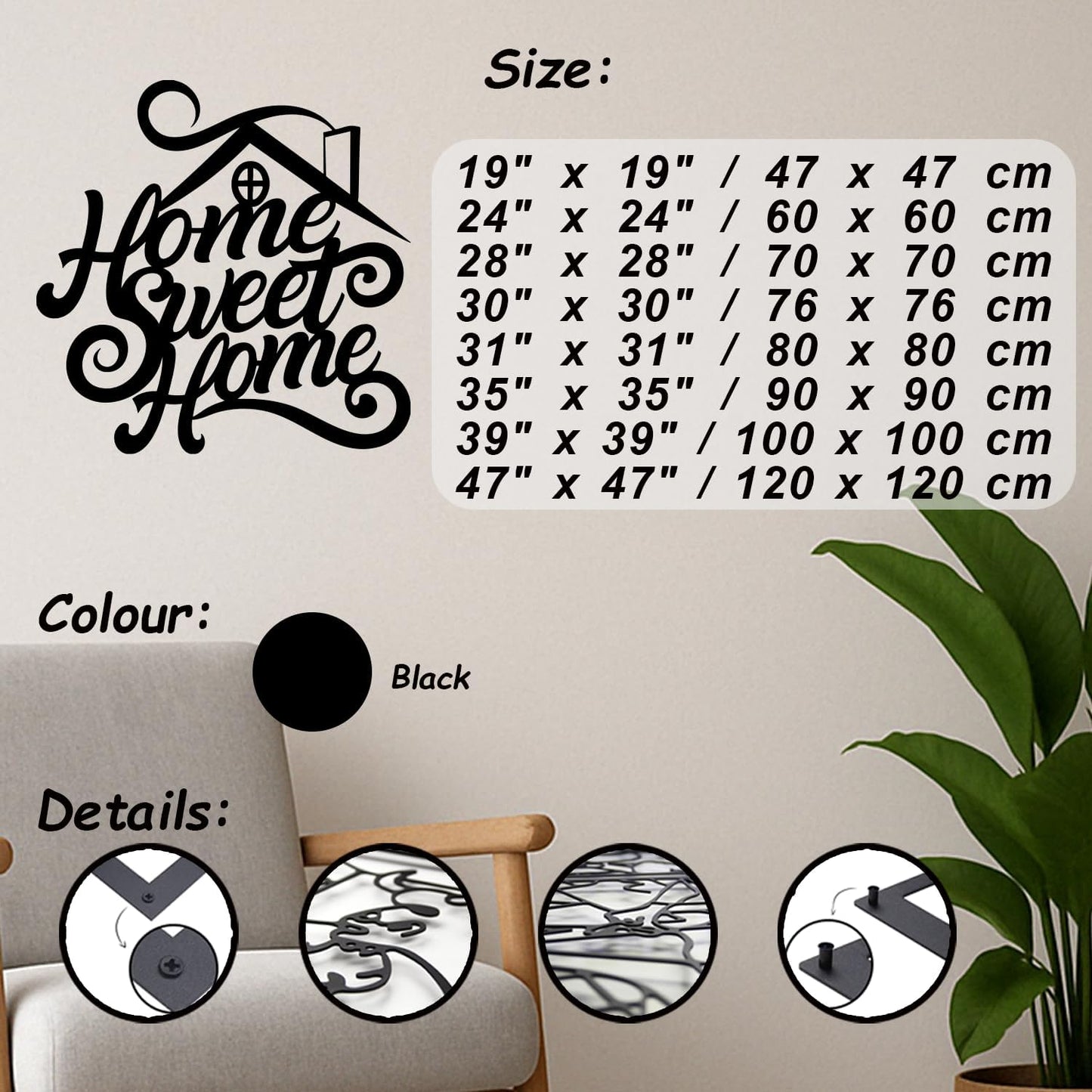Home Sweet Home Metal Art | Cursive Wall Sign for Entryway, Kitchen, or Living Room Decor