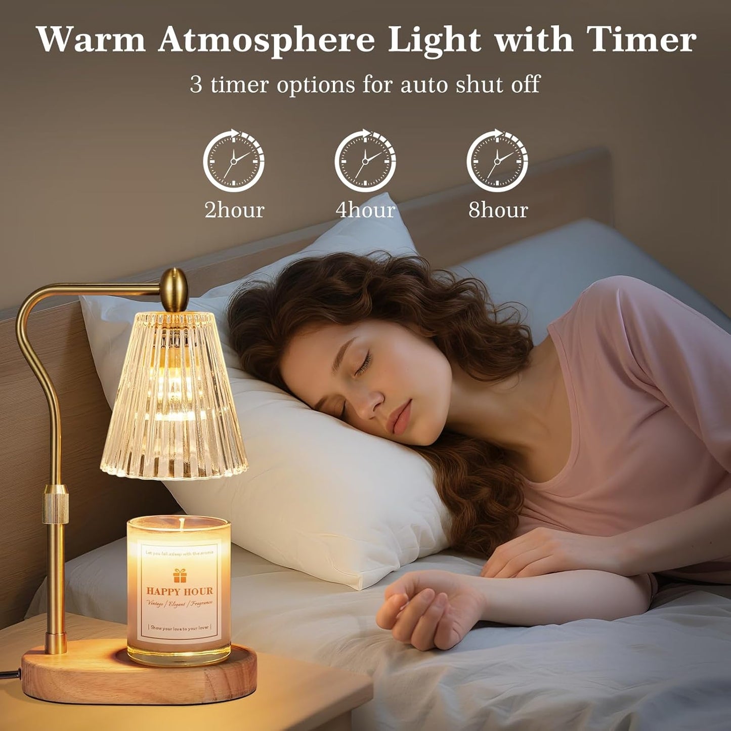 Valentine's/Housewarming Gift: Adjustable Candle Warmer Lamp with Timer & Dimmer – Ideal for Jar Candles & New Home Decor