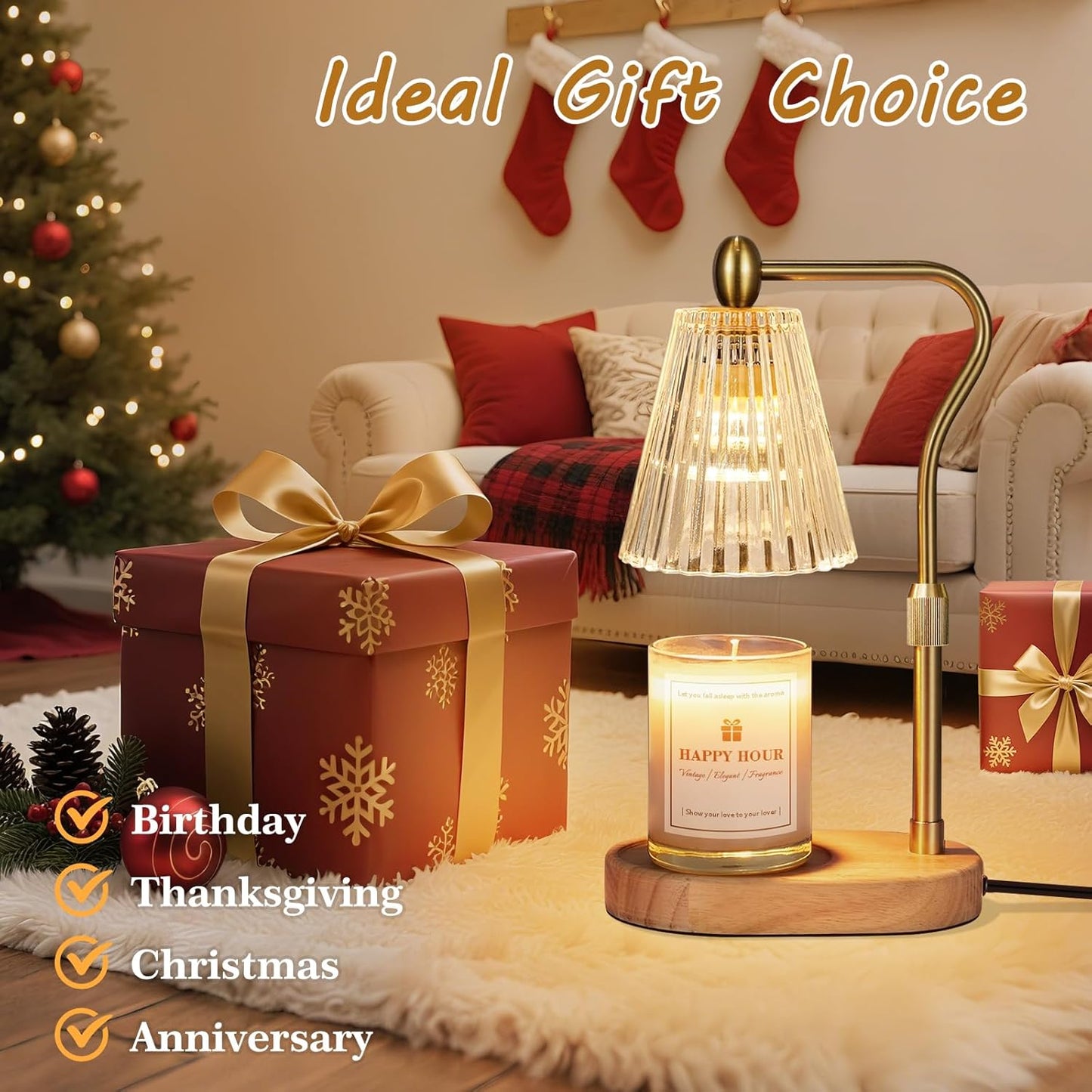 Valentine's/Housewarming Gift: Adjustable Candle Warmer Lamp with Timer & Dimmer – Ideal for Jar Candles & New Home Decor