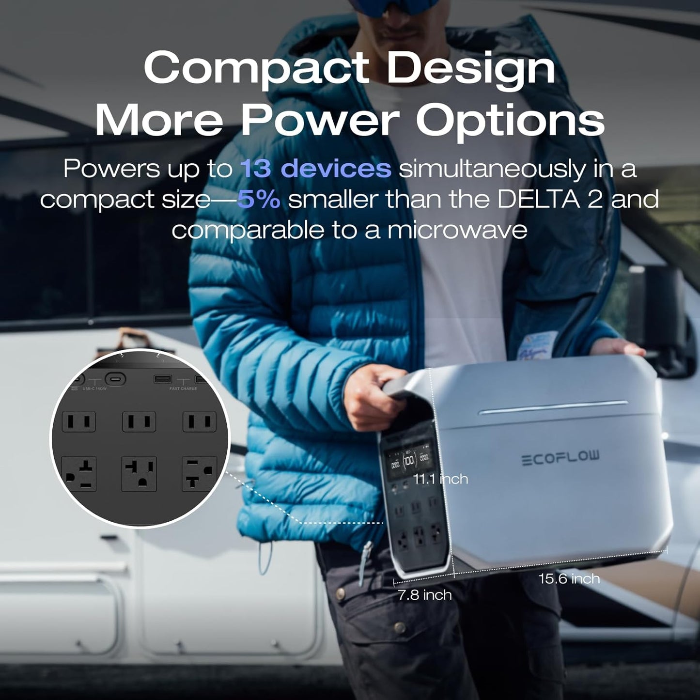 EF ECOFLOW DELTA 3+ Power Station: Expandable Capacity from 1024Wh to 2048Wh. Ideal for Emergencies, Home Backup, and Camping. Includes Smart Extra Battery. Solar Generator.