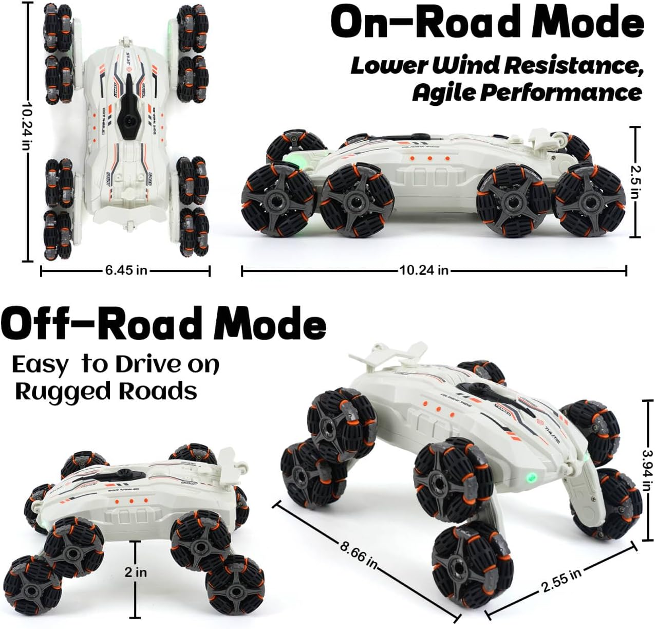 RC Stunt Car with Gesture Sensing & 8 Wheels - Off-Road Vehicle with Lights & Sounds, Exciting Gift for Kids Aged 6-12, Perfect for Birthdays or Just for Fun