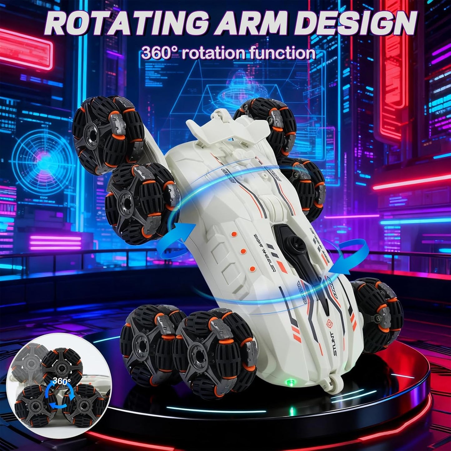 RC Stunt Car with Gesture Sensing & 8 Wheels - Off-Road Vehicle with Lights & Sounds, Exciting Gift for Kids Aged 6-12, Perfect for Birthdays or Just for Fun