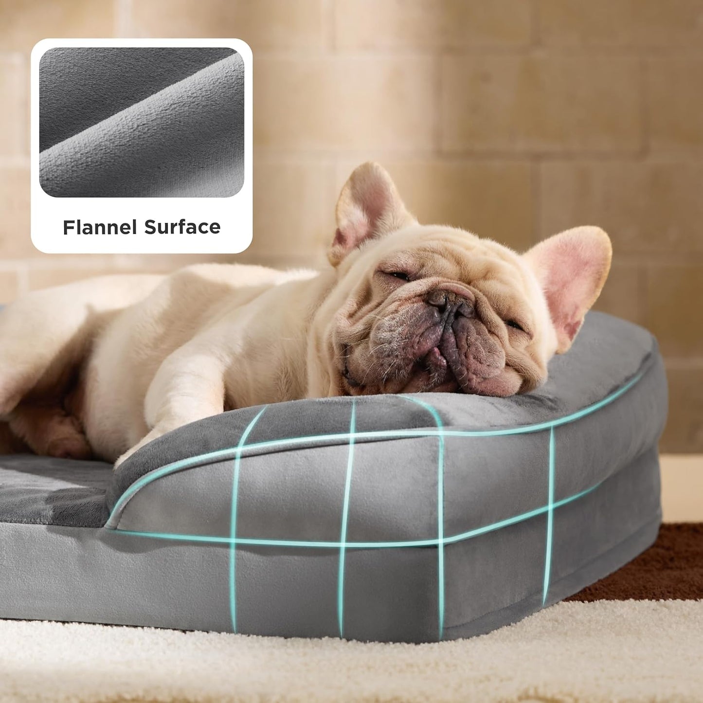 Bedsure Orthopedic Dog Bed (Medium): Waterproof, Washable, Skid-Proof. For Small to Medium Dogs & Cats. Includes Removable Cover. Grey, 28".