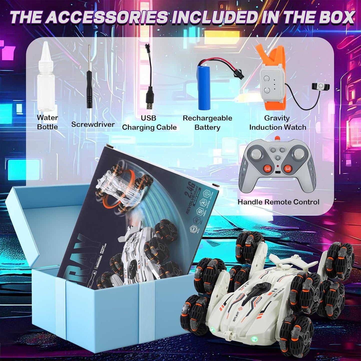 RC Stunt Car with Gesture Sensing & 8 Wheels - Off-Road Vehicle with Lights & Sounds, Exciting Gift for Kids Aged 6-12, Perfect for Birthdays or Just for Fun