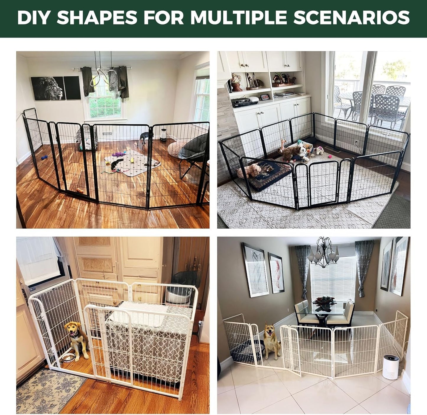 FXW Homeplus Indoor Dog Playpen, 6 Heavy-Duty Black Panels (24'' Each), Secure & Durable for Puppies & Small Dogs | Patented Design