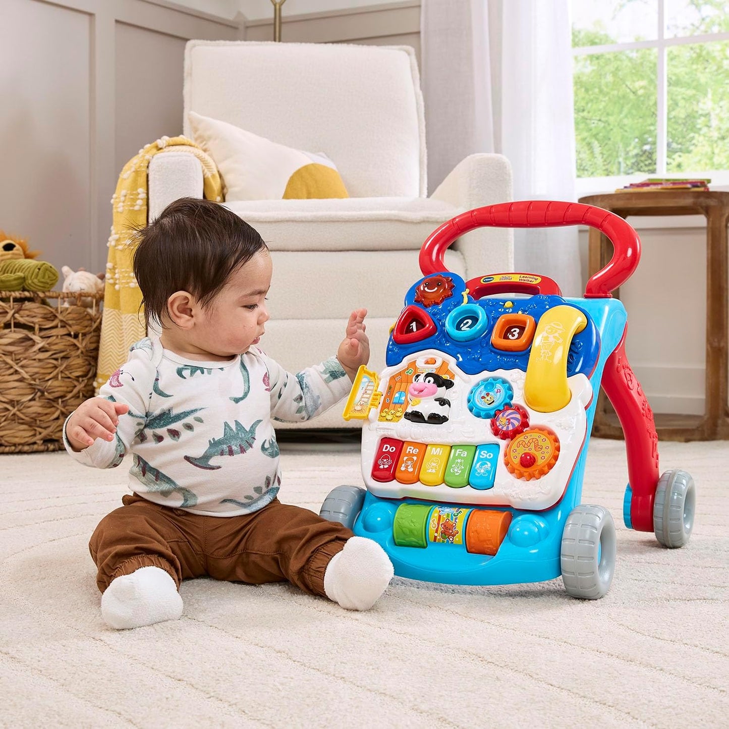 VTech Sit-to-Stand Learning Walker, Blue - Frustration-Free Packaging | Enhanced durability, engaging activities for toddlers.
