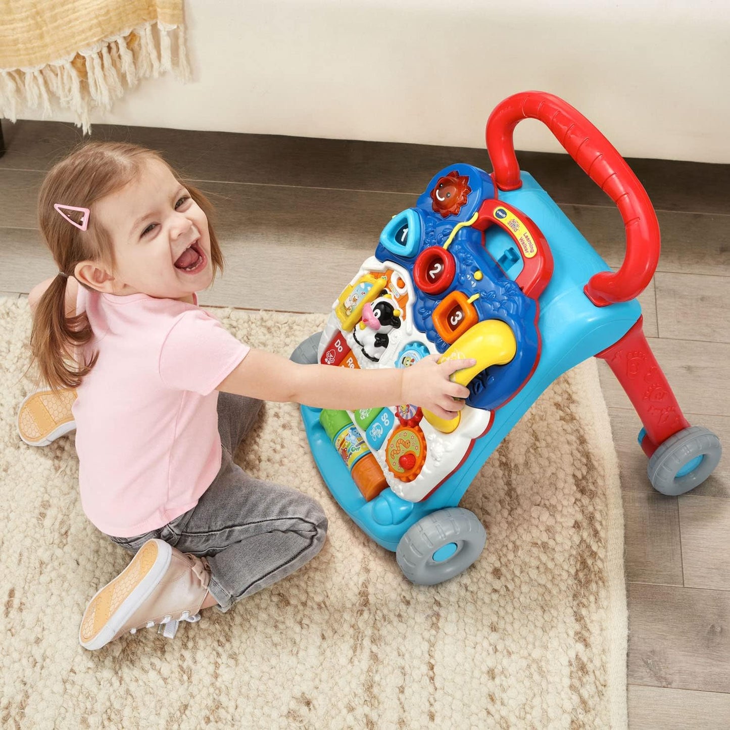 VTech Sit-to-Stand Learning Walker, Blue - Frustration-Free Packaging | Enhanced durability, engaging activities for toddlers.