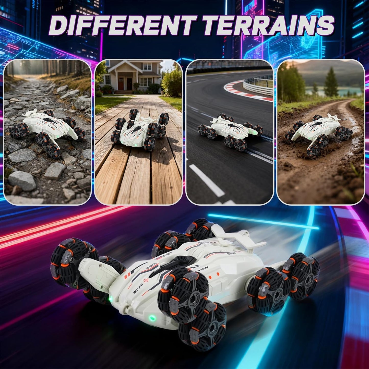 RC Stunt Car with Gesture Sensing & 8 Wheels - Off-Road Vehicle with Lights & Sounds, Exciting Gift for Kids Aged 6-12, Perfect for Birthdays or Just for Fun