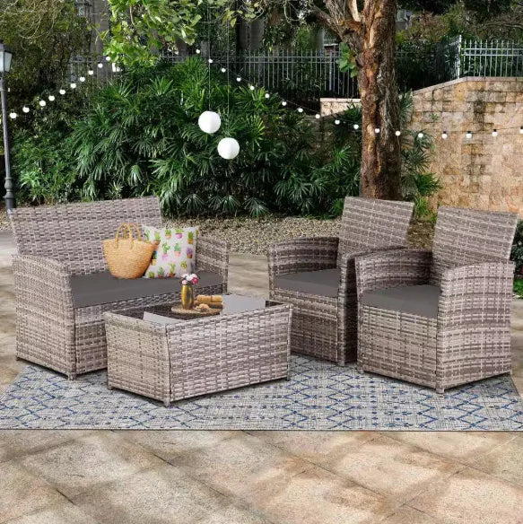 Patio Furniture Set with Cushions, Chairs,Sofa and Tea Table, make sure you are feeling fine on a nice summer day