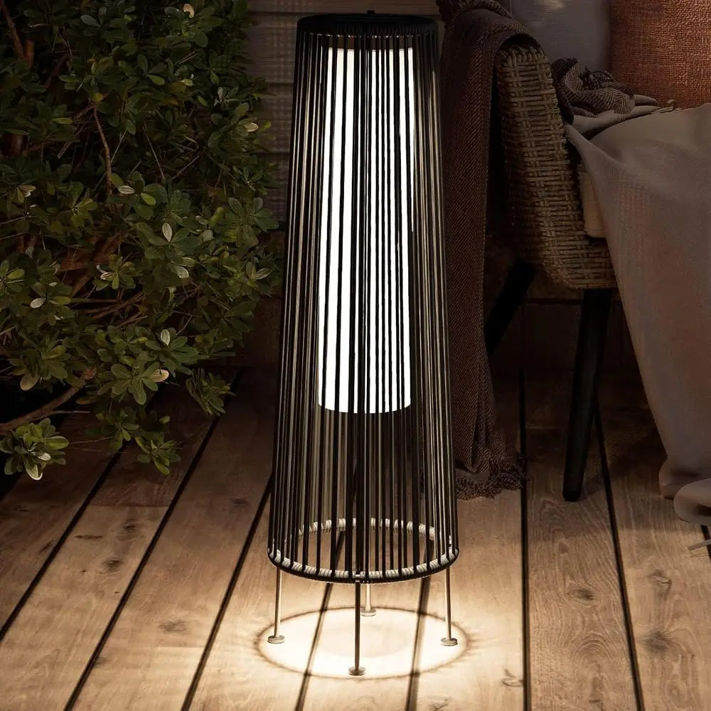 Grand patio Outdoor Floor Solar Light 2-Pack, Wicker Solar Patio Lamp Waterproof Outside Deck Lamp for Porch, Yard, Garden, Lawn