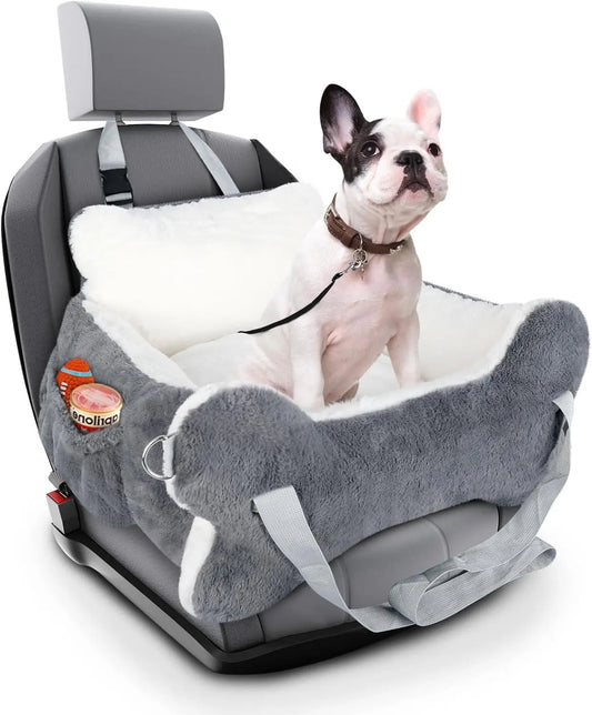 25.5'x24.3'x11' Dog Car Seat for Small Dogs & Cats, Plush Booster Seat with Non-Slip Bottom, Safety Leash, Side Pocket
