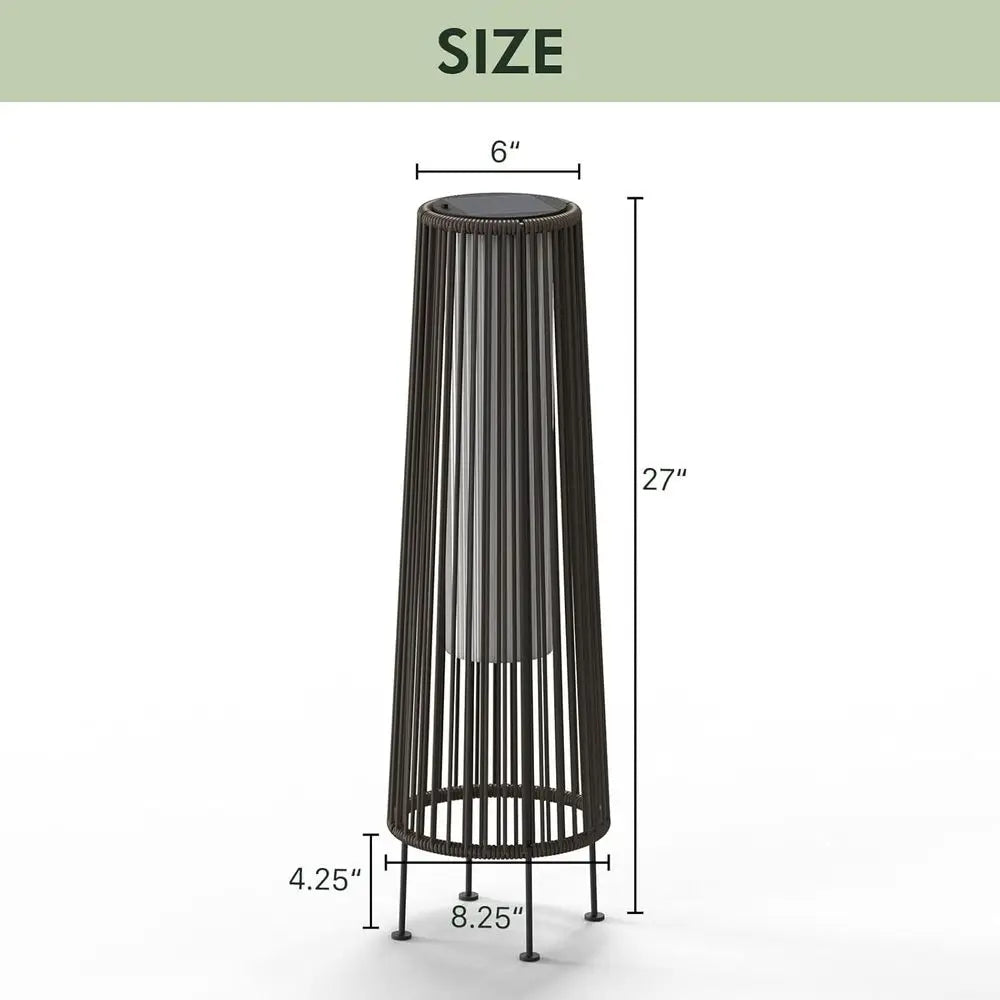Grand patio Outdoor Floor Solar Light 2-Pack, Wicker Solar Patio Lamp Waterproof Outside Deck Lamp for Porch, Yard, Garden, Lawn